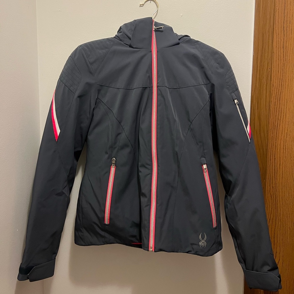 Spyder Women’s Dark Gray Jacket with Pink and White Accents